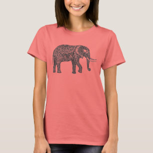 Stilisiertes Fantasie-Elefant-Gekritzel T-Shirt