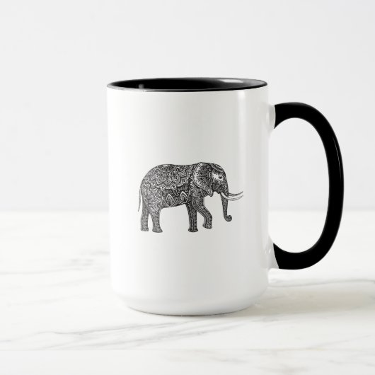 Stilisiertes Fantasie-Elefant-Gekritzel Tasse (Rechts)