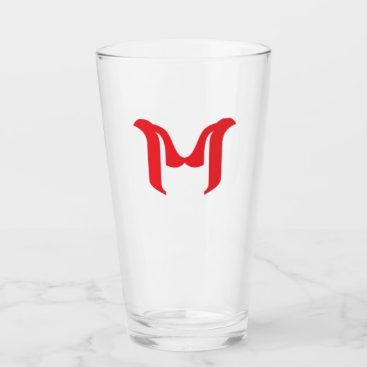 Stilisiertes fettes geometrisches rotes Buchstabe  Glas (Vorderseite)