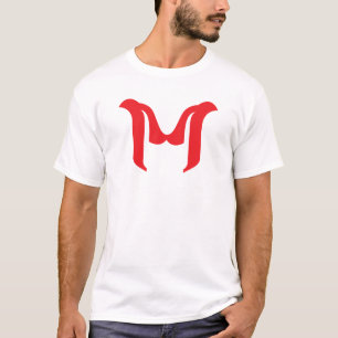 Stilisiertes fettes geometrisches rotes Buchstabe T-Shirt