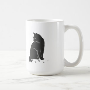 Stilisiertes Graues Katze und Pfotenabdrücke Langa Kaffeetasse