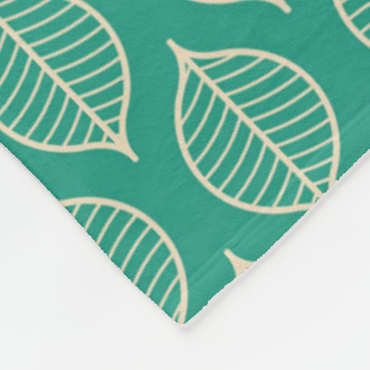 Stilisiertes grünes Blatt-Muster Fleecedecke (Ecke)