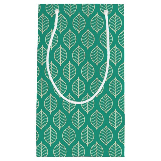 Stilisiertes grünes Blatt-Muster Kleine Geschenktüte (Vorderseite)