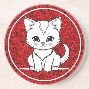 Stilisiertes Katzenkätzchen-Linienkunst-Design-523 Getränkeuntersetzer