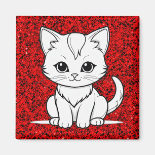 Stilisiertes Katzenkätzchen-Linienkunst-Design-523 Magnet