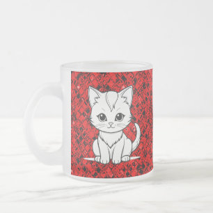 Stilisiertes Katzenkätzchen-Linienkunst-Design-523 Mattglastasse