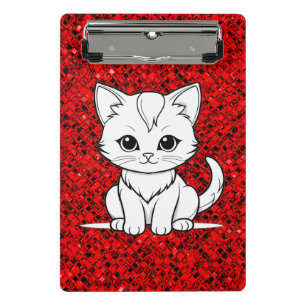 Stilisiertes Katzenkätzchen-Linienkunst-Design-523 Mini Klemmbrett