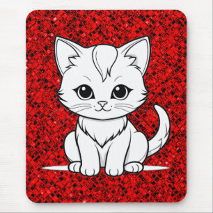 Stilisiertes Katzenkätzchen-Linienkunst-Design-523 Mousepad