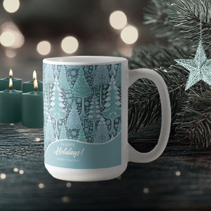 Stilisiertes Küsten-Weihnachtsbäume-Muster#6b ID10 Kaffeetasse