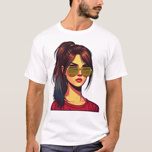 Stilisiertes Mädchenporträt T-Shirt (Vorderseite)