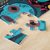 Stilisiertes Patchwork aus Totenköpfen und Köpfen Puzzle (Seite)