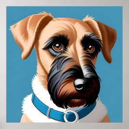 Stilisiertes Portrait eines Terrier Dog Poster