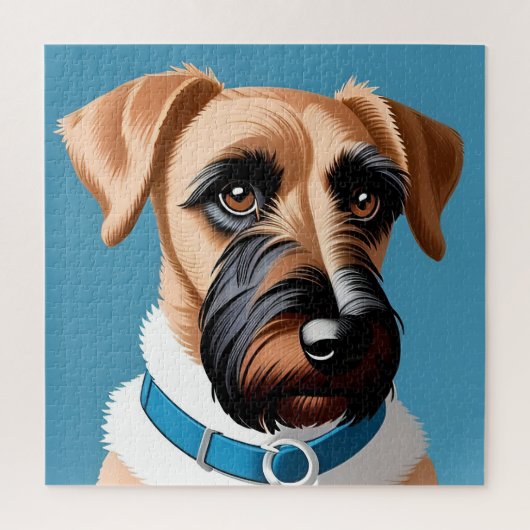 Stilisiertes Portrait eines Terrier Dog Puzzle (Vertikal)