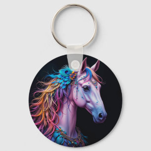 Stilisiertes Porträt eines Pferdes mit fließender  Schlüsselanhänger