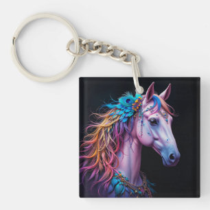 Stilisiertes Porträt eines Pferdes mit fließender  Schlüsselanhänger