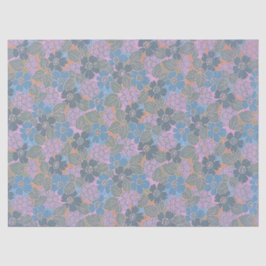 Stilisiertes Retro-Blumenmuster Seidenpapier (Vorderseite)