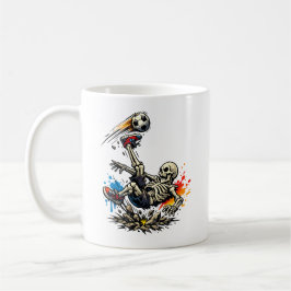 Stilisiertes Skelett Fahrradkick Fußball Mug | Lus Kaffeetasse