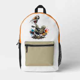 Stilisiertes Skelett Fahrradkick Fußball Tasse | L Bedruckter Rucksack