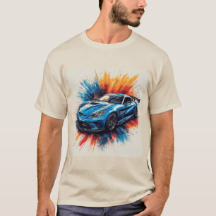 Stilisiertes Sportauto mit dynamischen Pinselstric T-Shirt