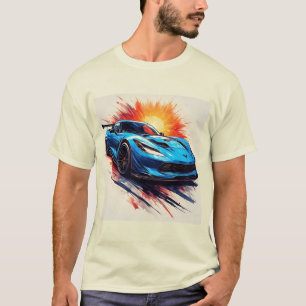Stilisiertes Sportauto mit dynamischen Pinselstric T-Shirt