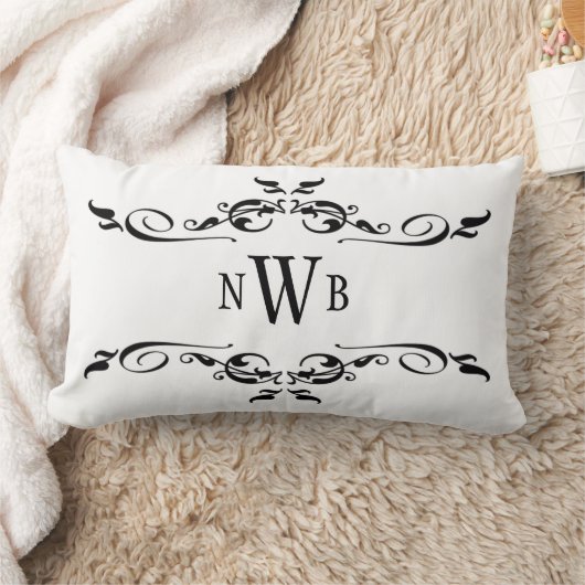 Stilisiertes Wirbles Grenzmonogramm Lendenkissen (Decke)