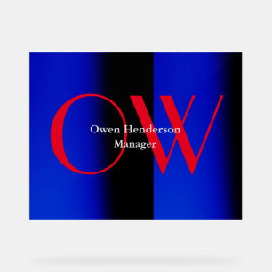 Stilistisch Einziges Blau, fett Text Monogram Acrylschild