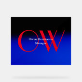 Stilistisch Einziges Blau, fett Text Monogram Acrylschild (Vorderseite)