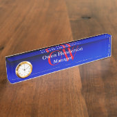 Stilistisch Einziges Blau, fett Text Monogram Namensplakette (Seite)