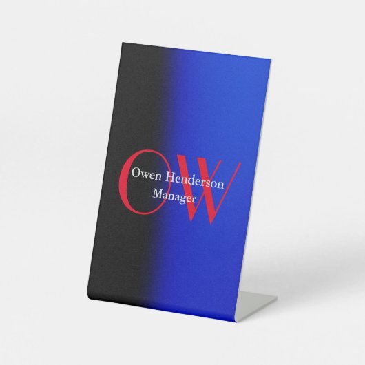 Stilistisch Einziges Blau, fett Text Monogram Sockelschild (Vorderseite)