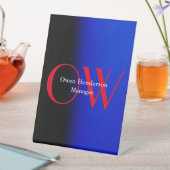 Stilistisch Einziges Blau, fett Text Monogram Sockelschild (In Situ)