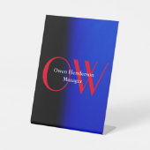 Stilistisch Einziges Blau, fett Text Monogram Sockelschild (Vorderseite)