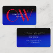 Stilistisch Einziges Blau, fett Text Monogram Visitenkarte (Vorne/Hinten)