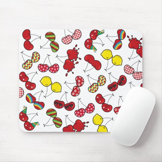 Stilistischer Cartoon Funny Cheeky Red Cherries Mu Mousepad (Mit Mouse)