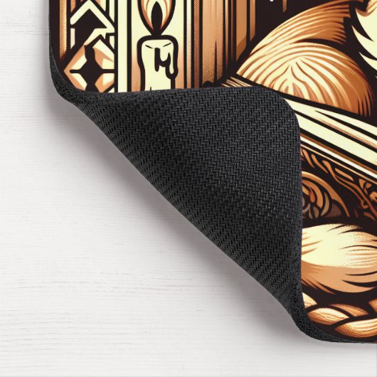 Stilkatze im Art-Déco-Stil mit einem Buch Mousepad (Ecke)