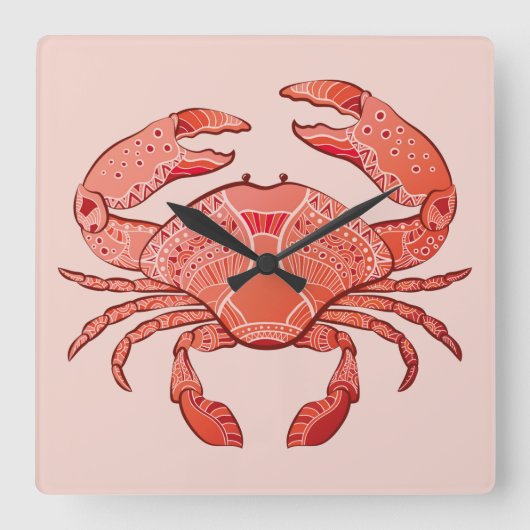 Stilkrabbe Quadratische Wanduhr (Vorderseite)