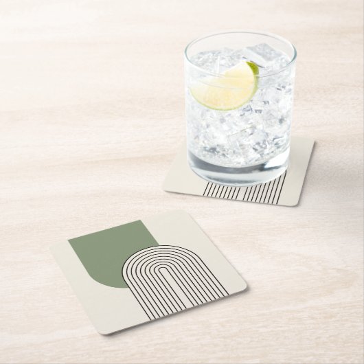 Stilkunst im Mittelalter mit grünem Bogen Rechteckiger Pappuntersetzer (Vor Ort)