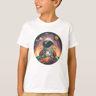 Stilkunst mit einem gezeichnet Astronauten im Welt T-Shirt