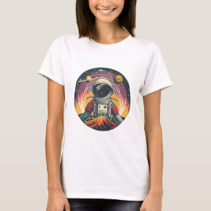 Stilkunst mit einem gezeichnet Astronauten im Welt T-Shirt