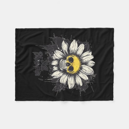 Still Bloomin' Schädel Daisy Kostüm für Erwachsene Fleecedecke (Vorderseite (Horizontal))