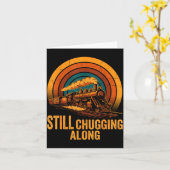 Still Chugging Along Retro Steam Train Locomotive  Karte (Gelbe Blume)