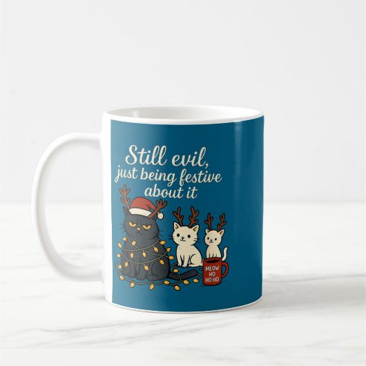 Still Evil, Just Being Festive About It Funny Cat  Kaffeetasse (Links)