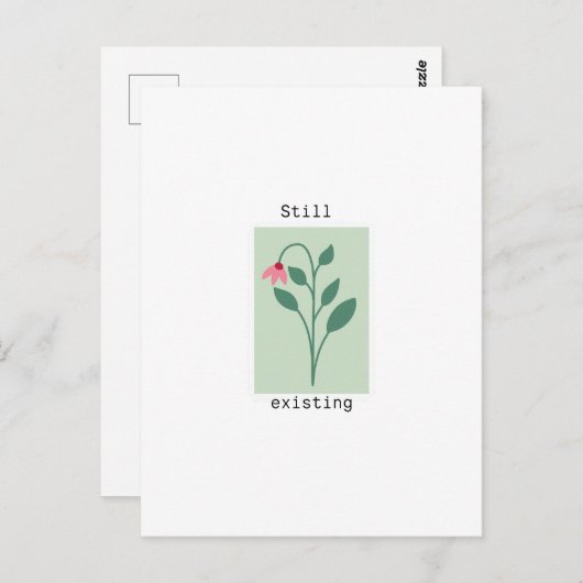 Still Existing Minimalist Flower Stamp Design Postkarte (Vorne/Hinten)
