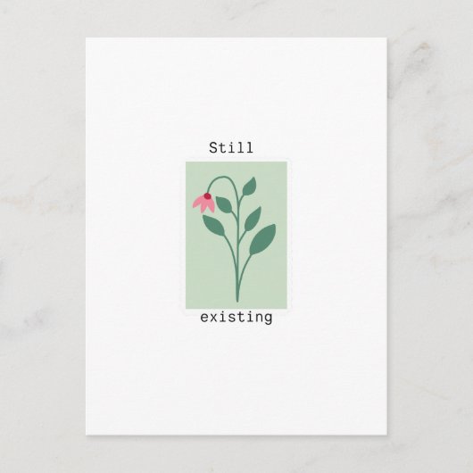 Still Existing Minimalist Flower Stamp Design Postkarte (Vorderseite)