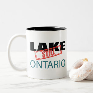 Still Lake Ontario Vintage-Rotstempel-Kunst Zweifarbige Tasse