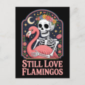 Still Liebe Flamingos Que Halloween Postkarte (Vorderseite)