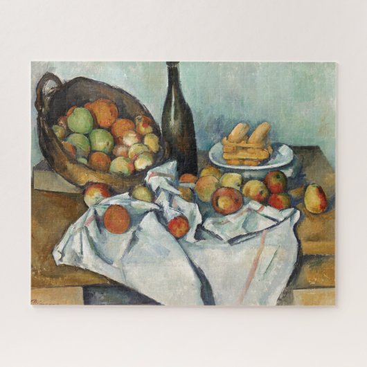 Still Life Apples Basket Cezanne Malerei Art Puzzle (Horizontal)