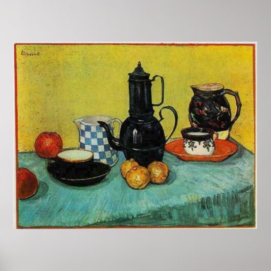 Still Life Blue Enamel Coffeepot, etc. 1888 Poster (Vorne)