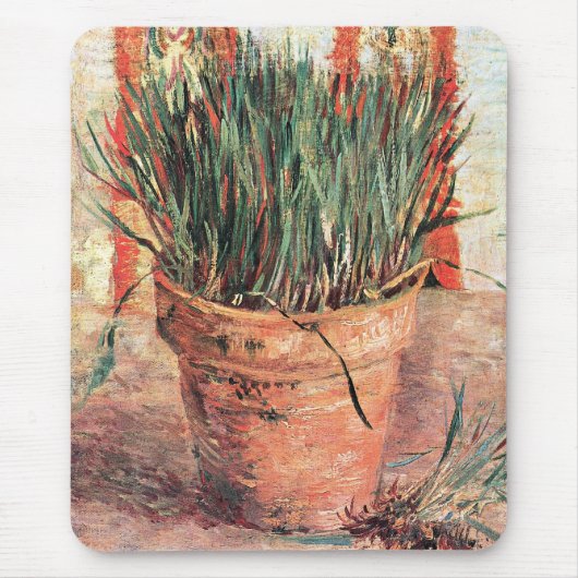 Still Life Blupot w Chives von Vincent van Gogh Mousepad (Vorne)