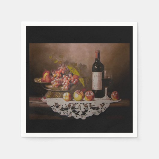 Still life Fruit Bowl and Wine Bottle      Serviette (Vorderseite)