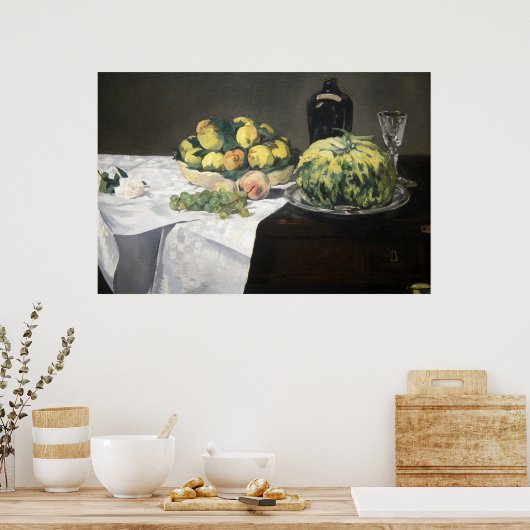 Still Life Lemon Pfirsiche von Manet Impressionist Poster (Küche)